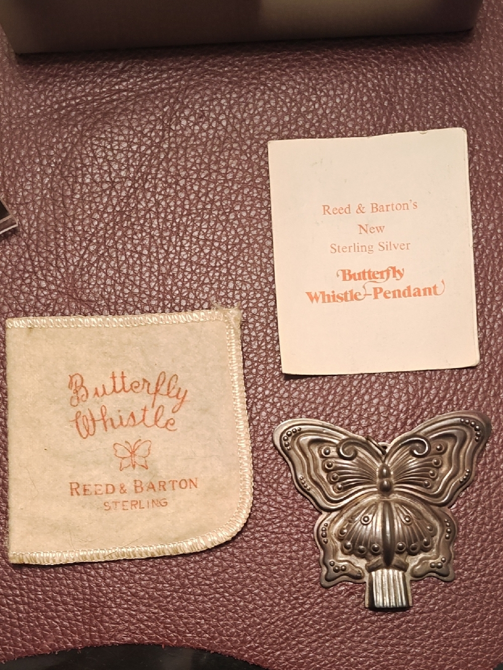 Reed & Barton Silver Butterfly Whistle Pendant Charm